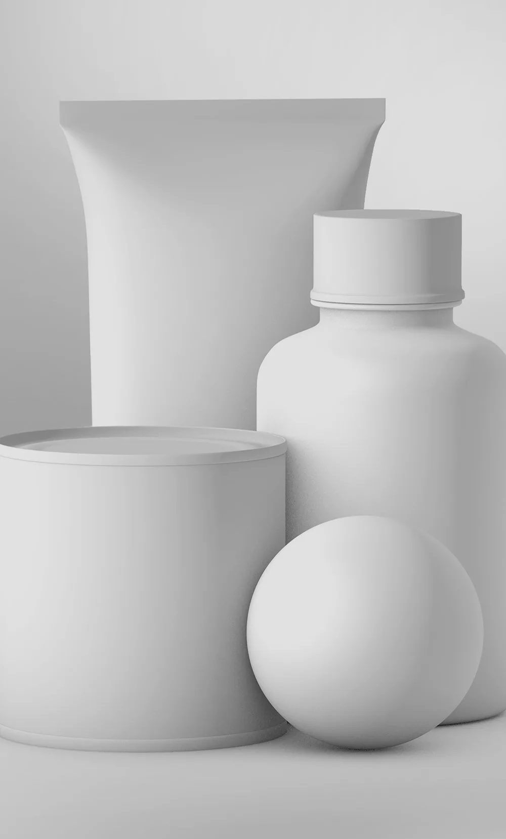 Unbranded packaging forms used in agency design work